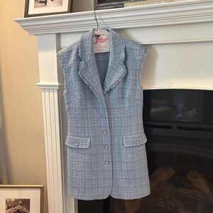 Anthropologie Sky Blue Tweed Vest